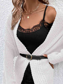 Open Front Dropped Shoulder Longline Cardigan