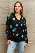 Woven Right Full Size Long Sleeve Space Graphic Cardigan