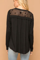 Half Button Long Sleeve Blouse