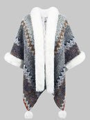 Color Block Open Front Poncho