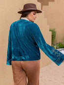 Plus Size Open Front Long Sleeve Jacket