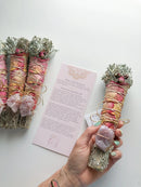 Sage Bundle Large Rose & Crystal with Info Card