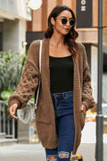 Open Front Ribbed Trim Duster Cardigan