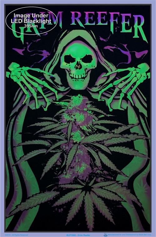 Black Ball Corp GRIM REEFER BLACK LIGHT POSTER - Darkest Hour Apparel