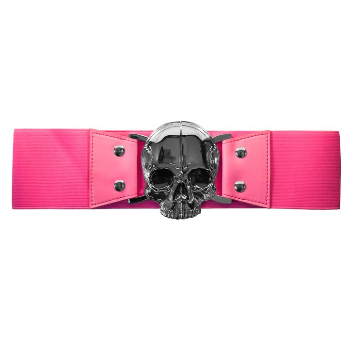 KreepsVille666 Silver Skull evil elastic waist belt S-3X - Darkest Hour Apparel