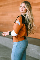 Color Block Mock Neck Sweater