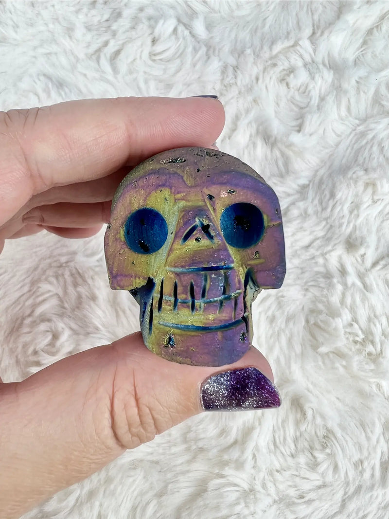 Titanium Aura Sphalerite Skull