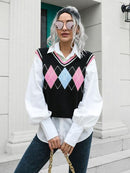 Geometric V-Neck Sweater Vest