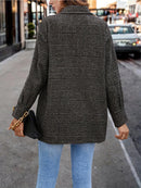 Houndstooth Drop Shoulder Collared Jacket