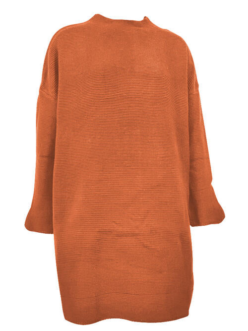 Round Neck Long Sleeve Sweater Dress