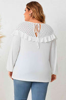 Plus Size Ruffled Round Neck Long Sleeve Blouse