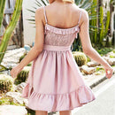Spaghetti Strap Smocked Tie Waist Dress