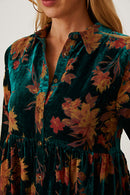 Floral Button Up Collared Neck Shirt Dress