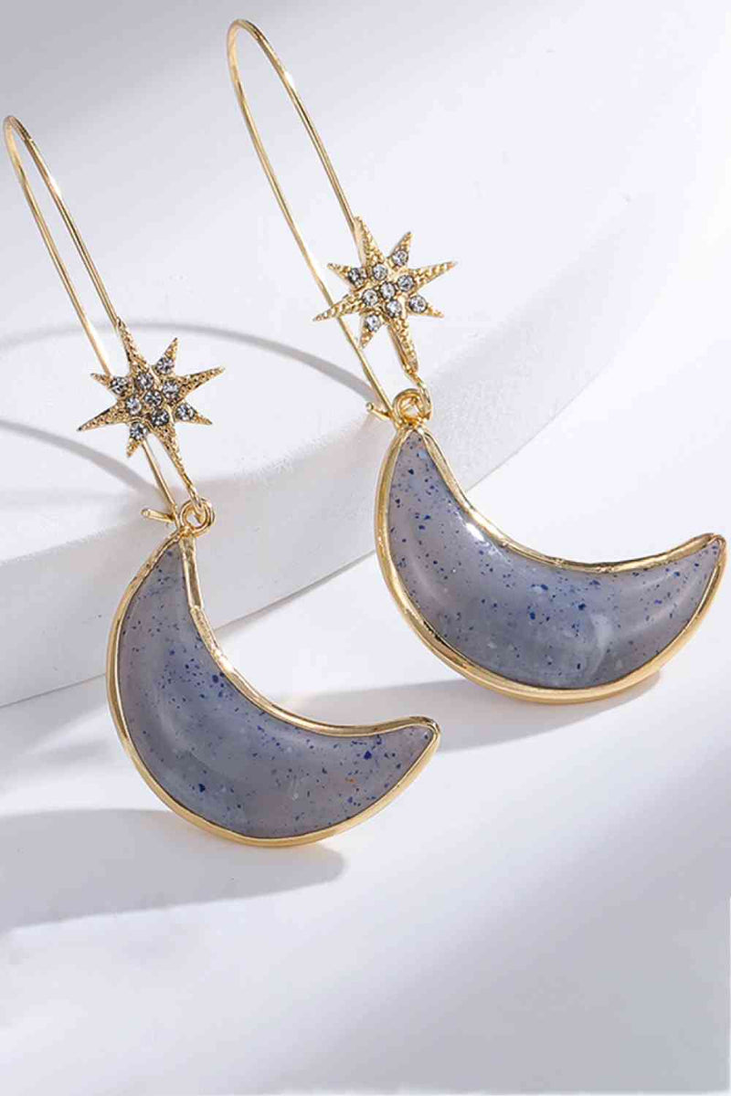5-Pair Wholesale Resin Moon Drop Earrings