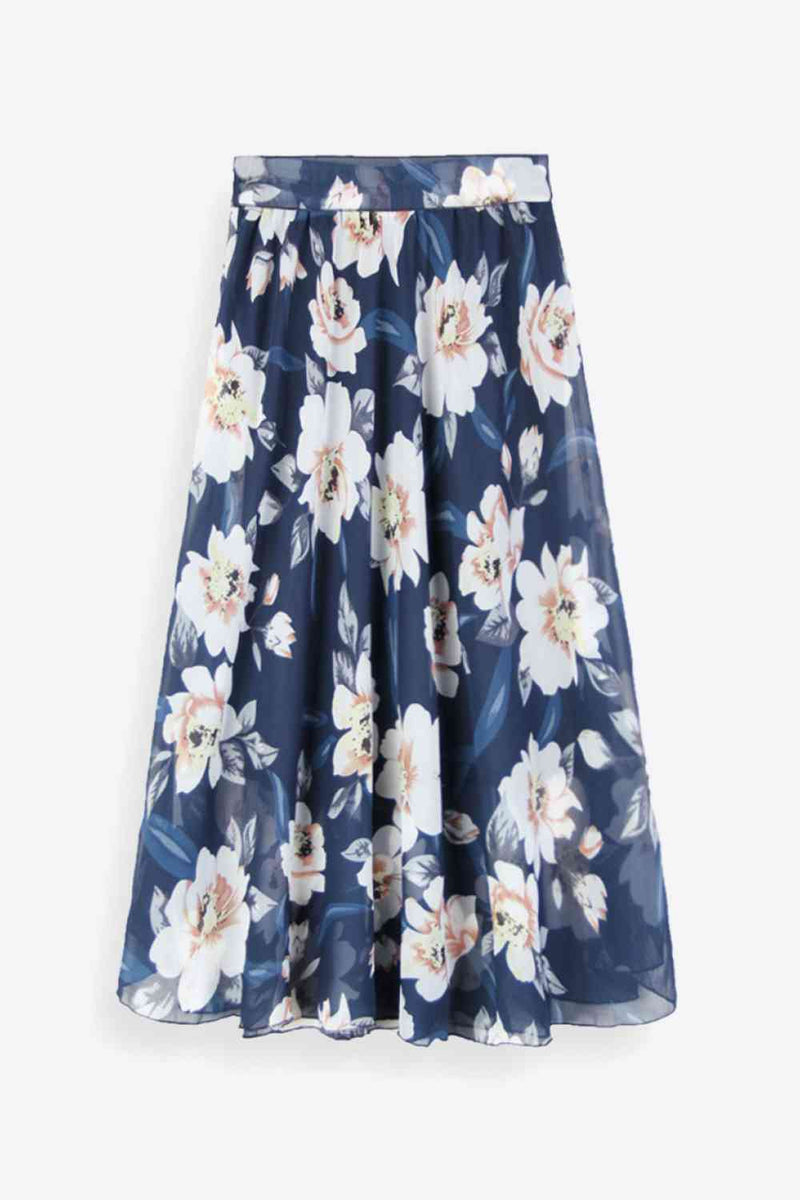 Full Size Floral Tie-Waist Skirt