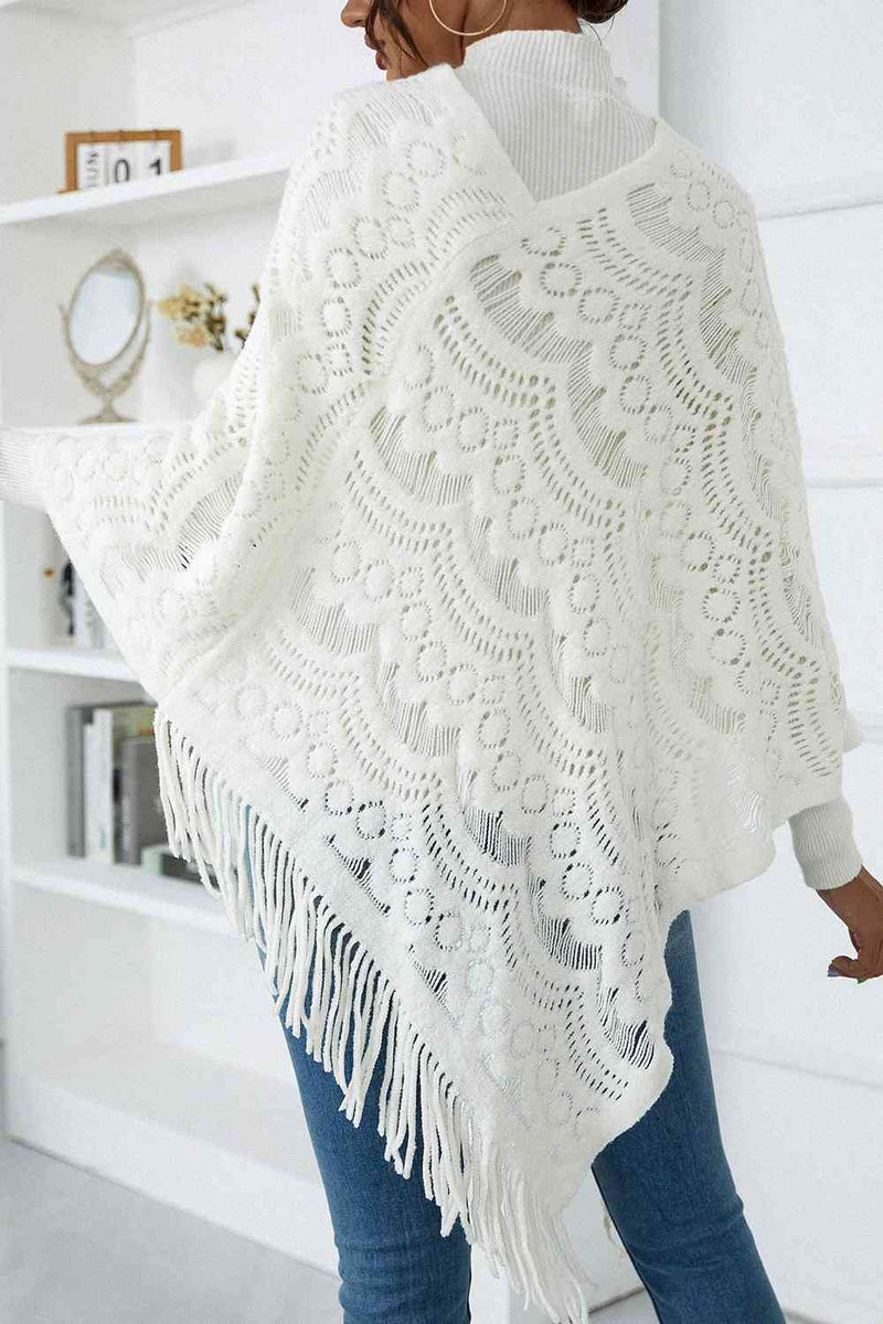 Openwork Fringe Detail Poncho