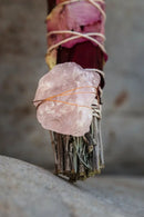 Sage Bundle Large Rose & Crystal with Info Card