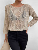 Openwork Round Neck Knit Top