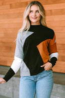 Color Block Mock Neck Sweater