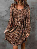 Full Size Leopard Round Neck Long Sleeve Magic Dress