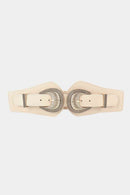 Shell Double Buckle Elastic Wide Belt
