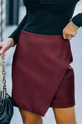Double Take Asymmetrical PU Leather Mini Skirt