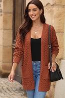 Open Front Dropped Shoulder Cardigan with Pockets