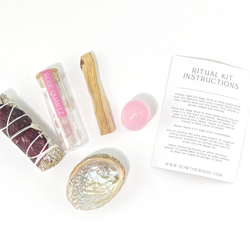 Love Ritual Kit With Rose Quartz, Sage + Palo Santo