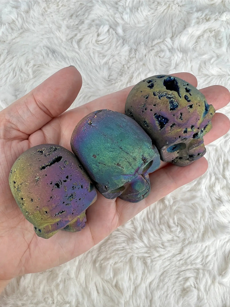 Titanium Aura Sphalerite Skull