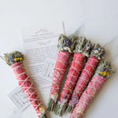 Floral Sage Bundle with crystal, label & info card.