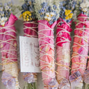 Floral Sage Bundle with crystal, label & info card.